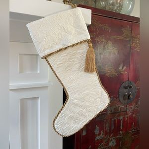 NWT Ivory Fabric Christmas Stockings Set Of Two